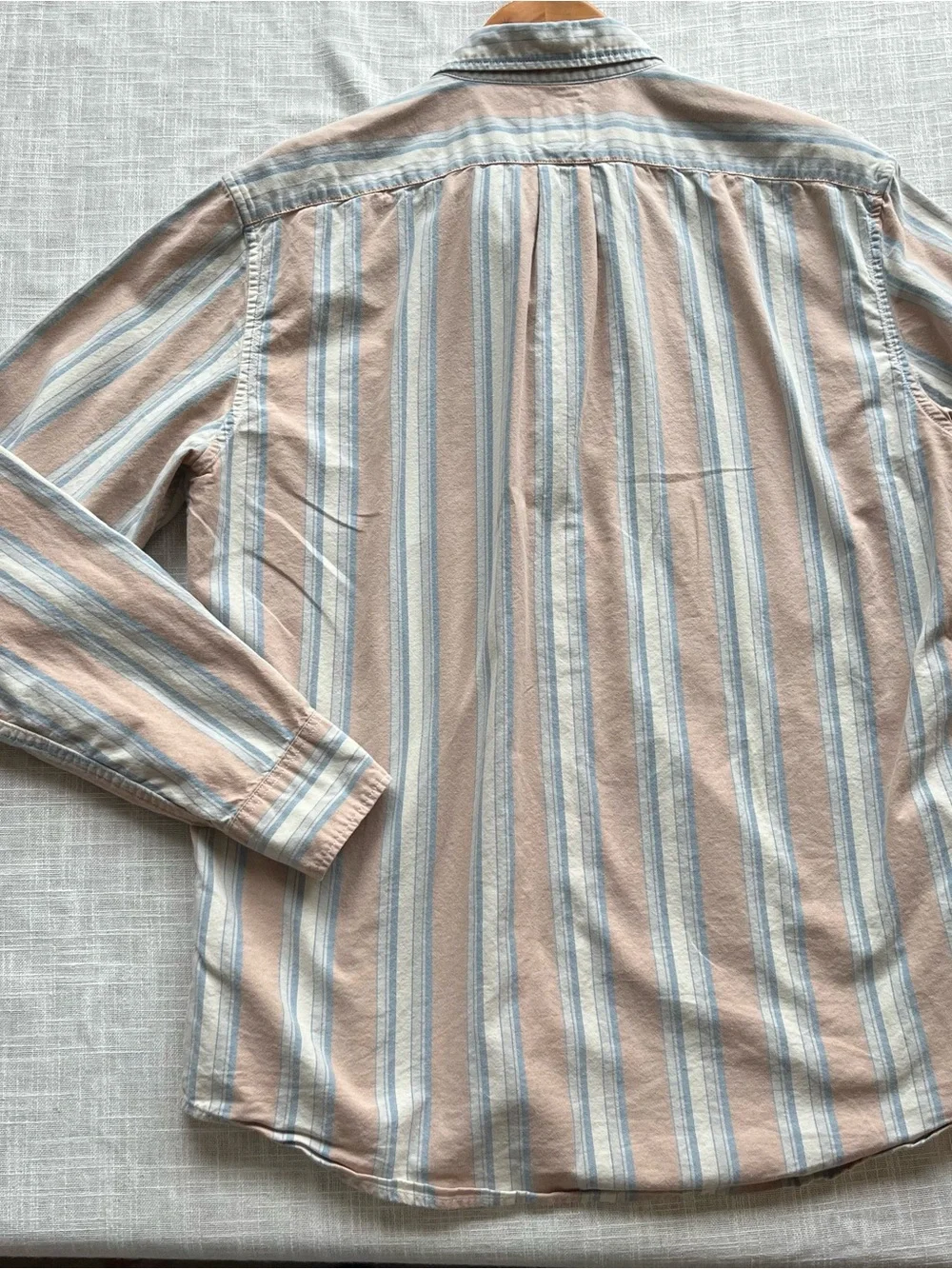 J. Crew Organic Cotton Broken-in Oxford Striped Dusty Pink Blue & White